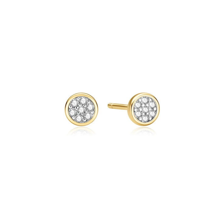 Ania Haie Small Pave Disc Gold Plated Stud Earrings