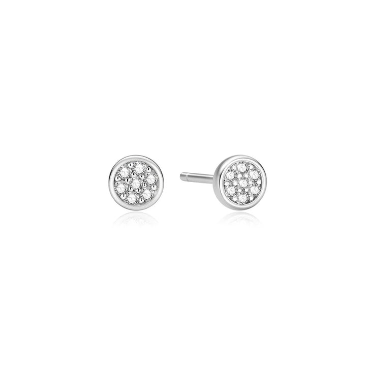 Ania Haie Small Pave Disc Silver Stud Earrings