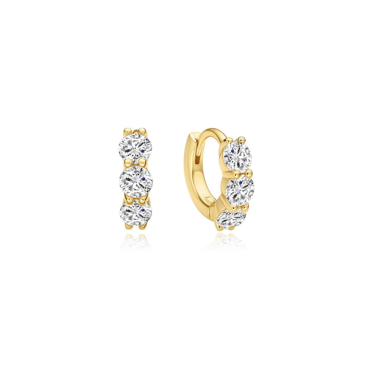 Ania Haie Trio Sparkle Gold Plated Huggie Hoop Earrings