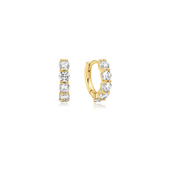 Ania Haie Quintet Sparkle Gold Plated Huggie Hoop Earrings