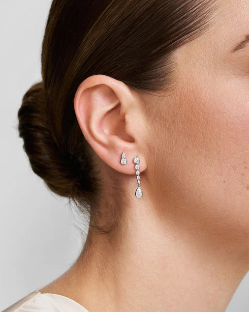 Ania Haie Silver Bezel Round & Teardrop Stud Earrings