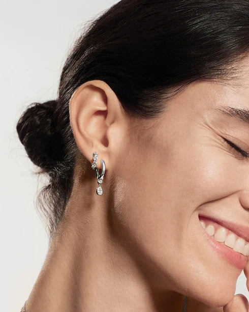 Ania Haie Silver Alternating Half-Bezel Huggie Earrings