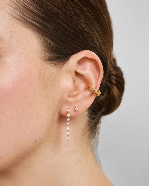 Ania Haie Gold Plated Half-Bezel Oval Linear Dangle Stud Earrings