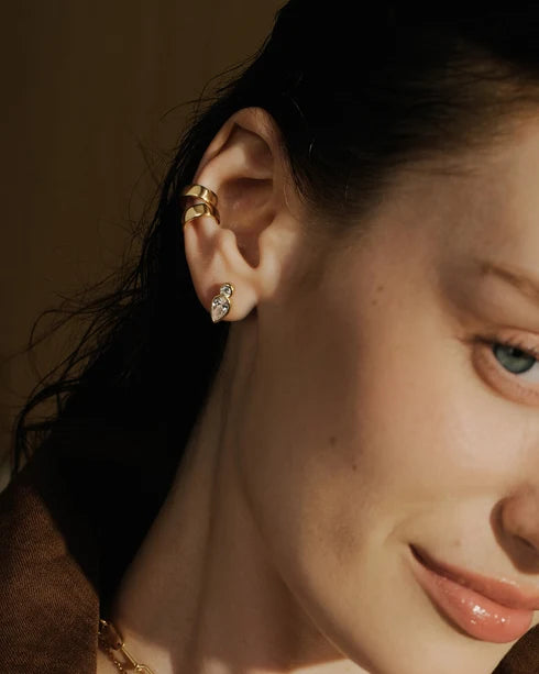 Ania Haie Gold Plated Inverted Teardrop & Round Stud Earrings