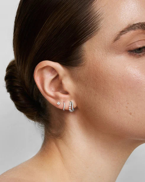Ania Haie Silver Duet Wave Huggie Earrings