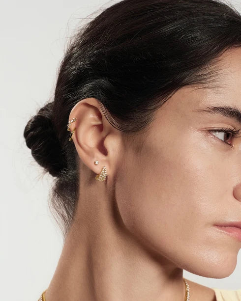 Ania Haie Gold Plated Zig-Zag Pave Huggie Earrings