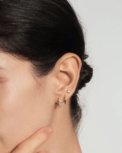 Ania Haie Gold Plated Zig-Zag Pave Huggie Earrings