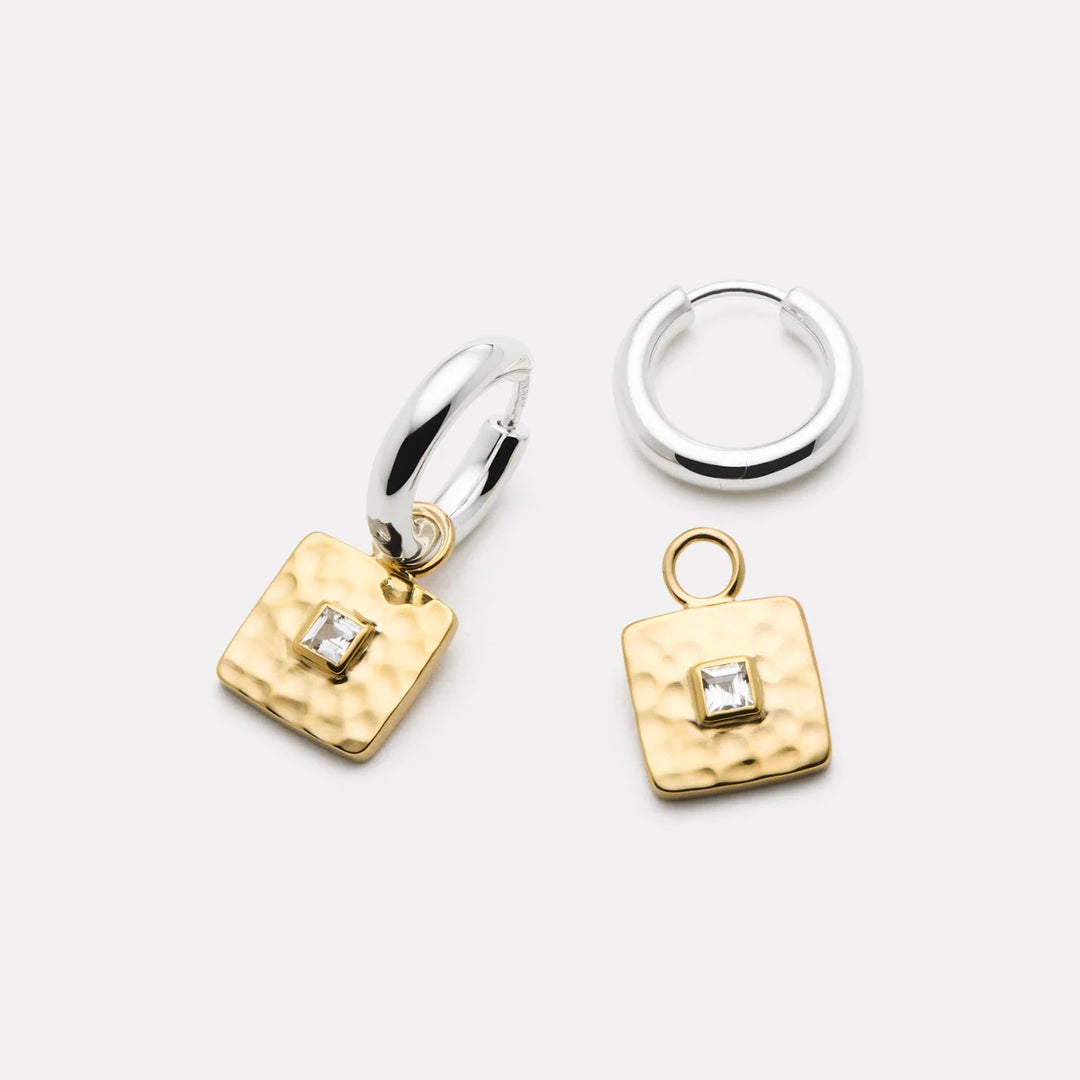 Najo Mixed Metal Topaz Huggie Earrings