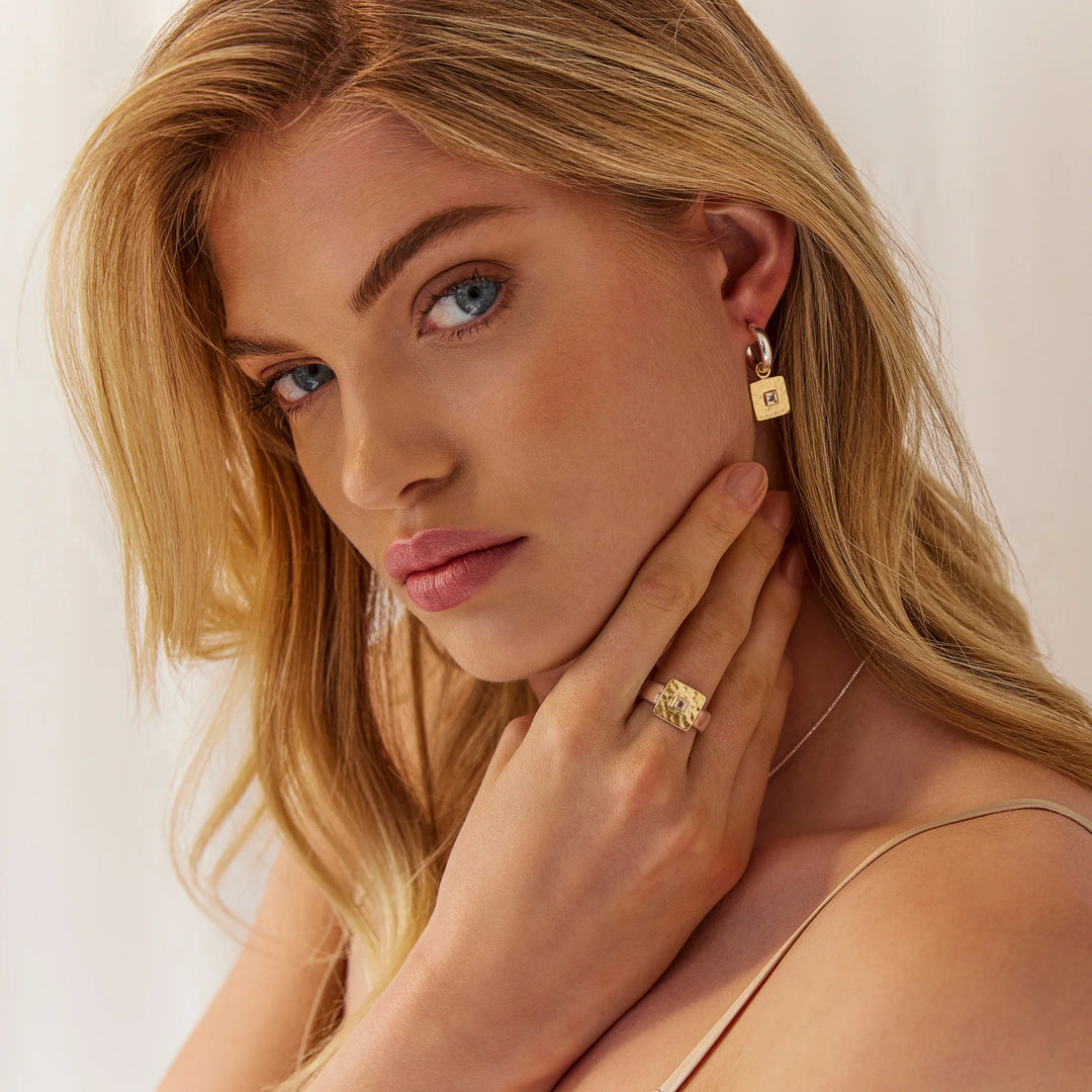Najo Mixed Metal Topaz Huggie Earrings