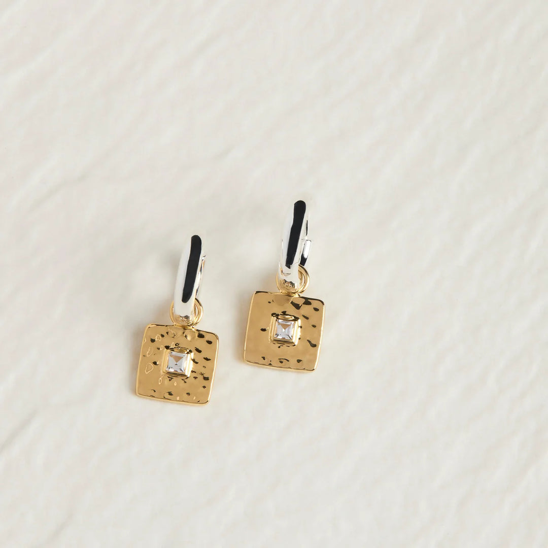 Najo Mixed Metal Topaz Huggie Earrings