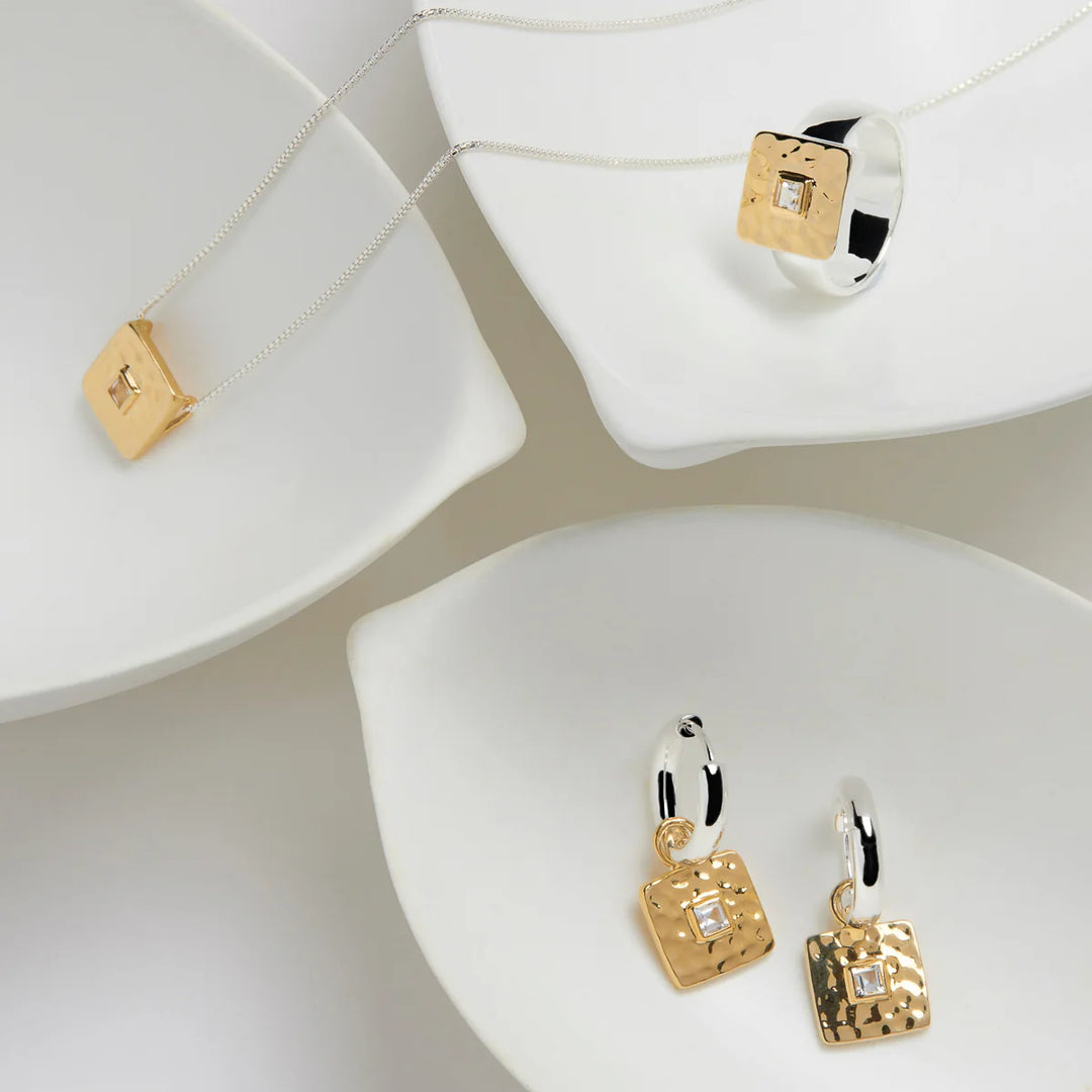 Najo Mixed Metal Topaz Huggie Earrings