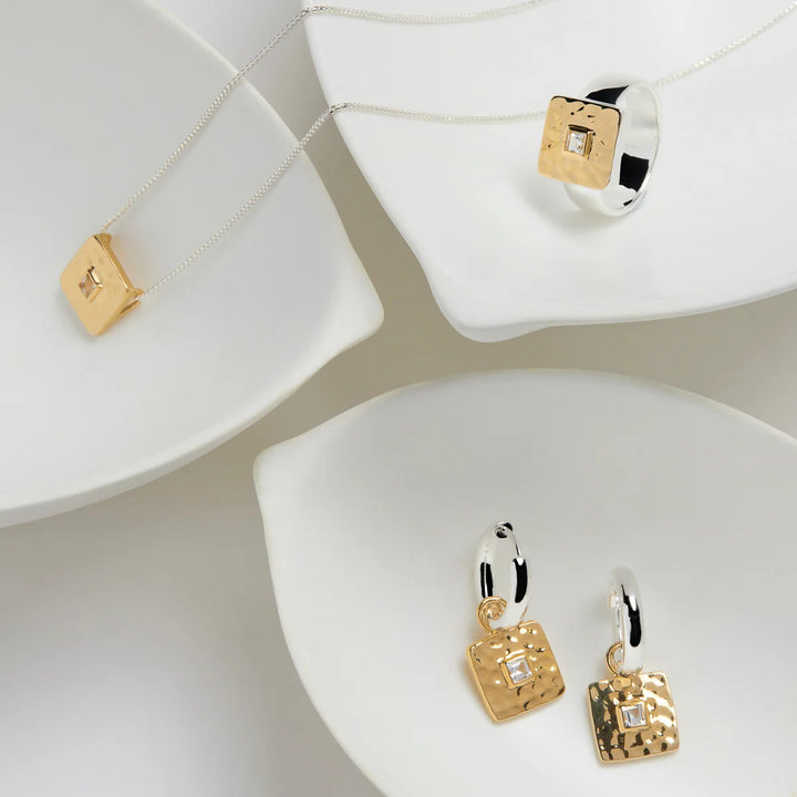 Najo Mixed Metal Topaz Huggie Earrings