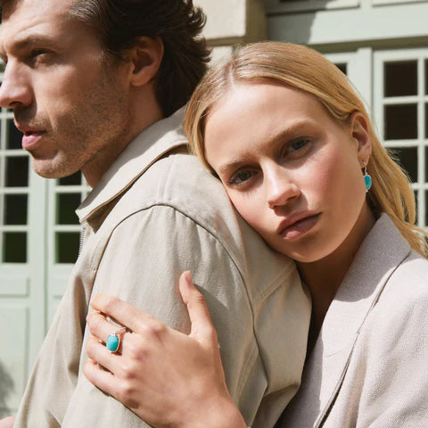 Najo Fleur Amazonite Silver Earrings