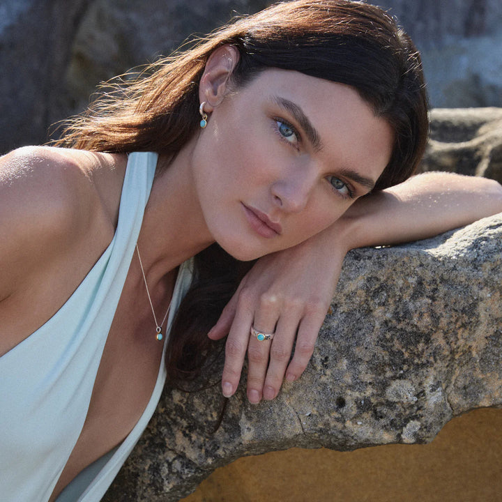 Najo Solace 2-Tone Amazonite Huggie Earrings