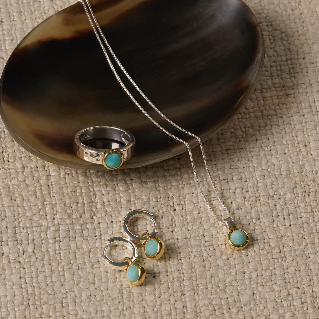 Najo Solace 2-Tone Amazonite Huggie Earrings