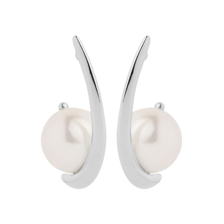Najo Mariselle Silver Crescent with Pearl Earrings