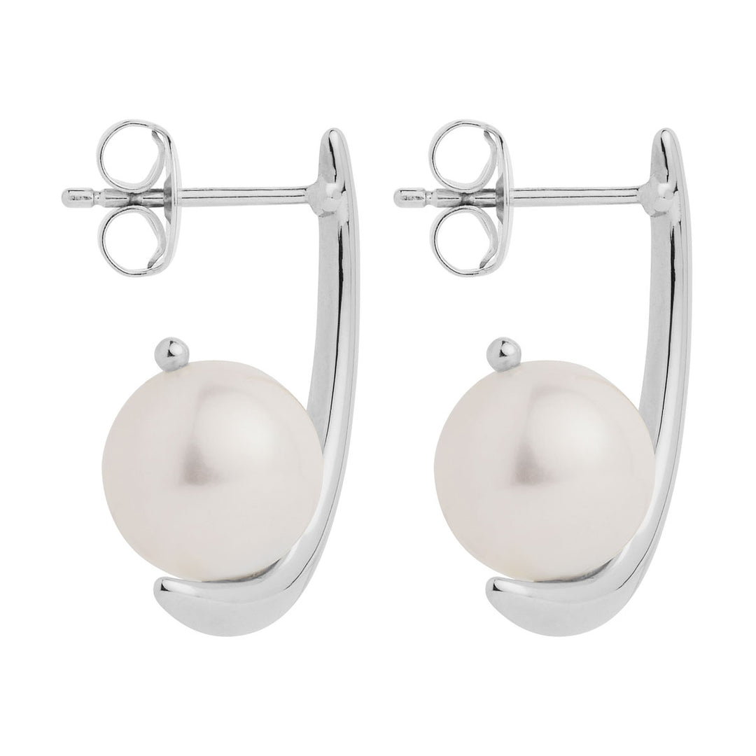 Najo Mariselle Silver Crescent with Pearl Earrings