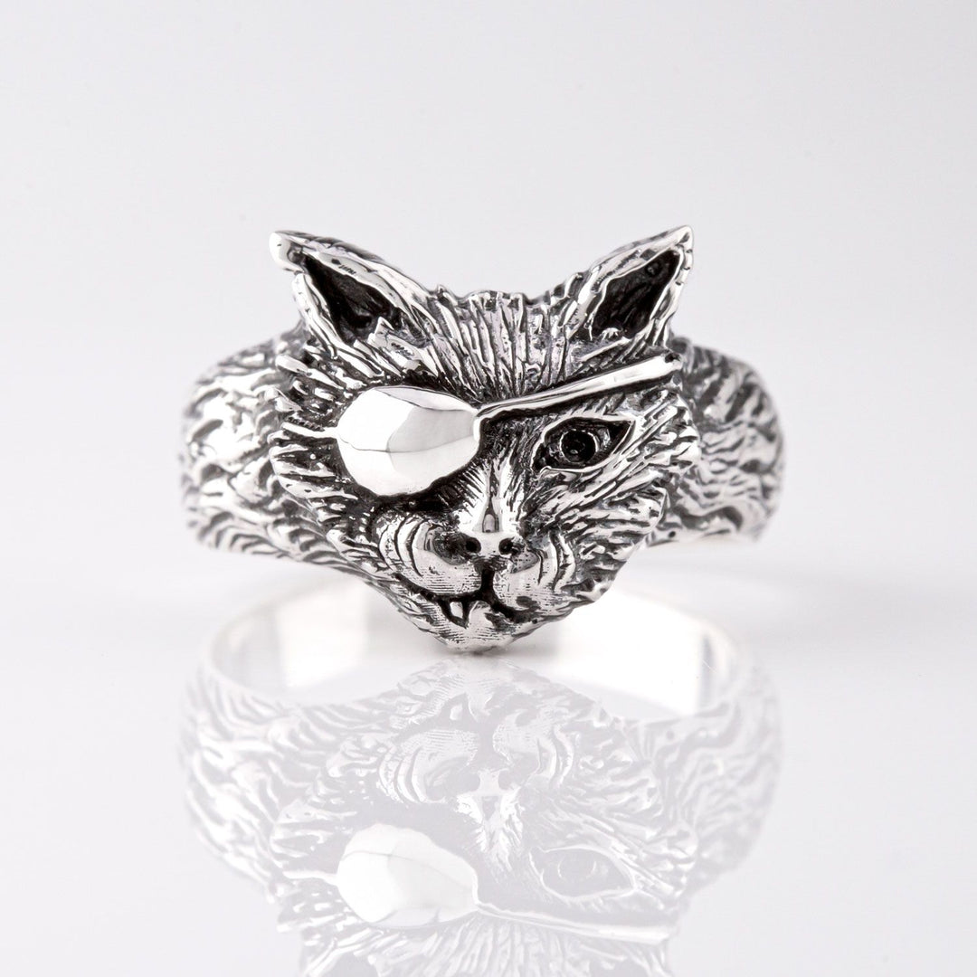 Nick Von K Sterling Silver Pirate Cat Ring
