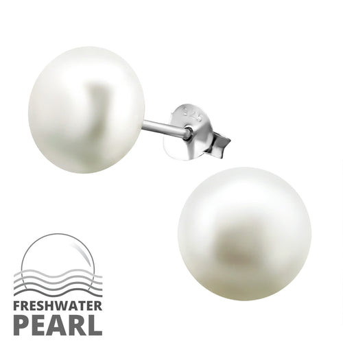 ARGENTO FW Pearl White Button Studs 10mm