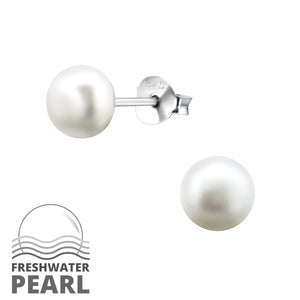 ARGENTO FW Pearl White Button Studs 6mm