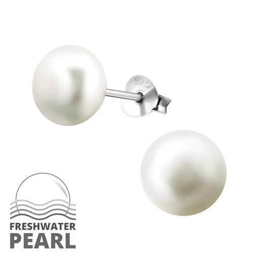 ARGENTO FW Pearl White Button Studs 8mm