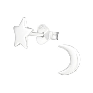 ARGENTO SILVER MOON & STAR STUDS