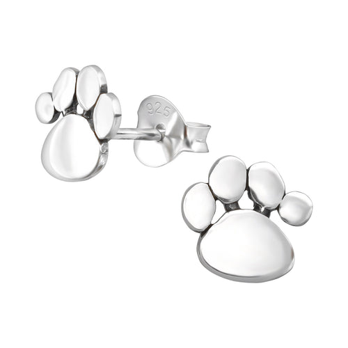 ARGENTO Silver Paw Print Studs