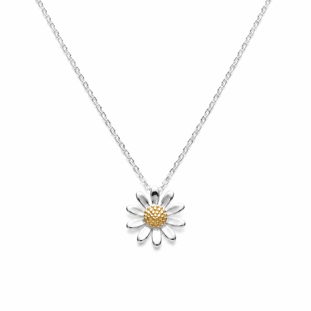 LT Sterling Silver Sunny Daisy Two-Tone Necklace