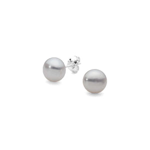 Freshwater Pearl Grey Button 8mm Studs