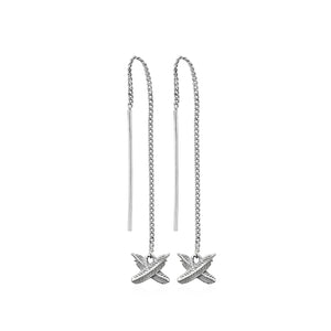 BOH RUNGA SILVER FEATHER KISSES THREAD EARRINGS