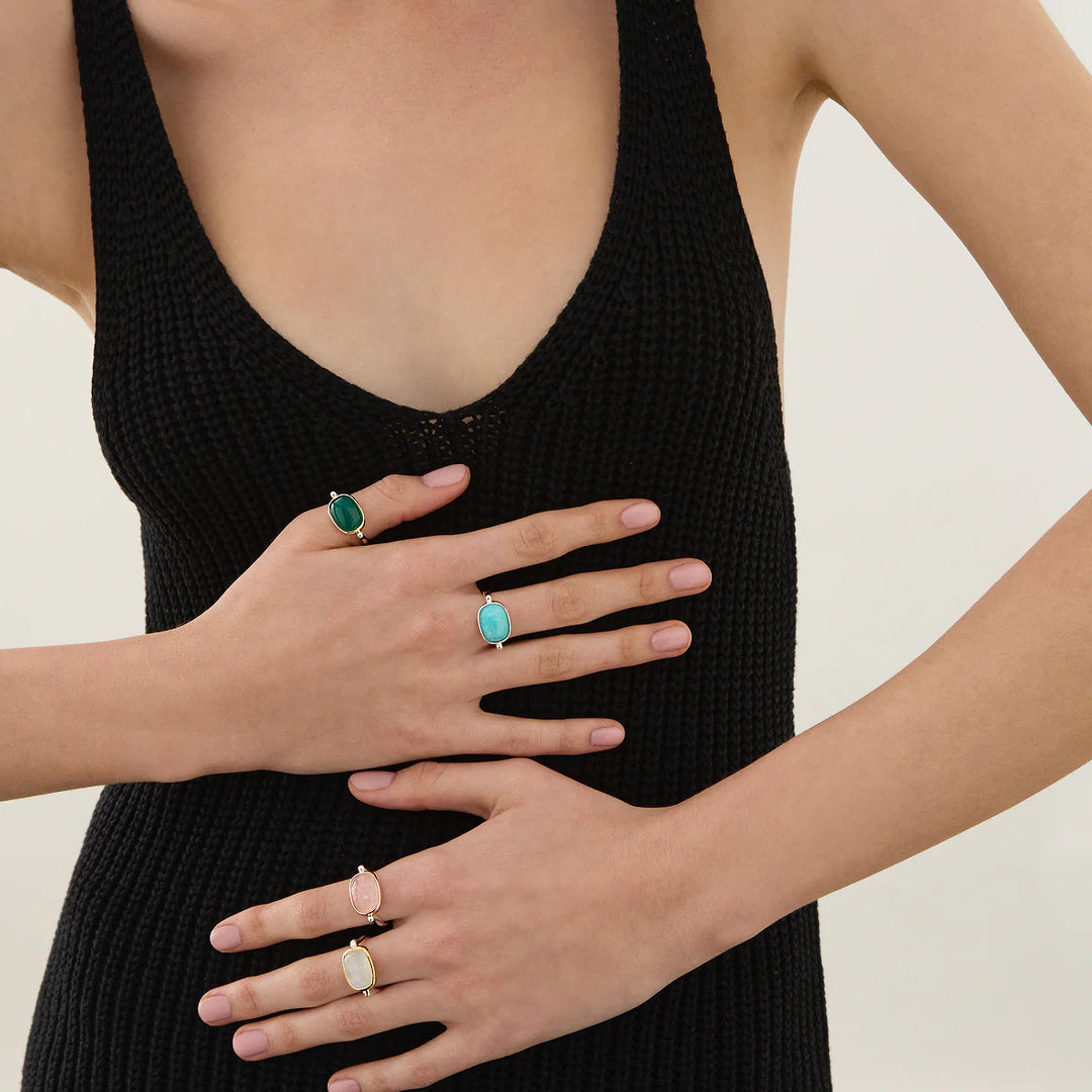 Najo Fleur Rose-Gold Plated Rose Quartz Ring