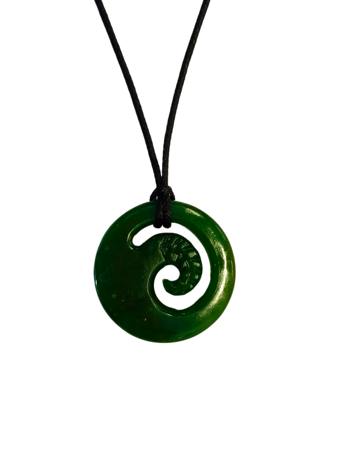 New Zealand Greenstone - Koru / Life Circle with Fern 25mm