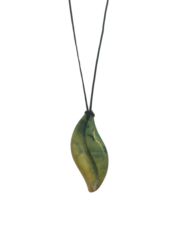 New Zealand Greenstone - Stylised Leaf 40mm