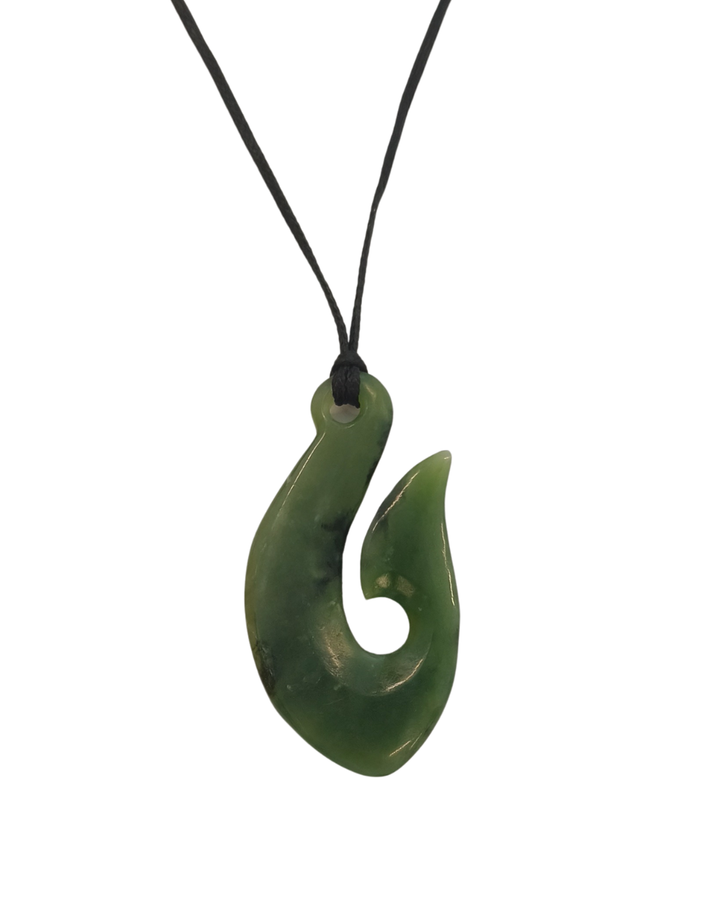 New Zealand Greenstone - XL Hei Matau / Fish Hook 70mm