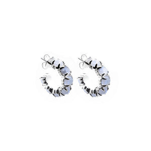 Silver Halo Cluster Earring - Blue Lace Agate