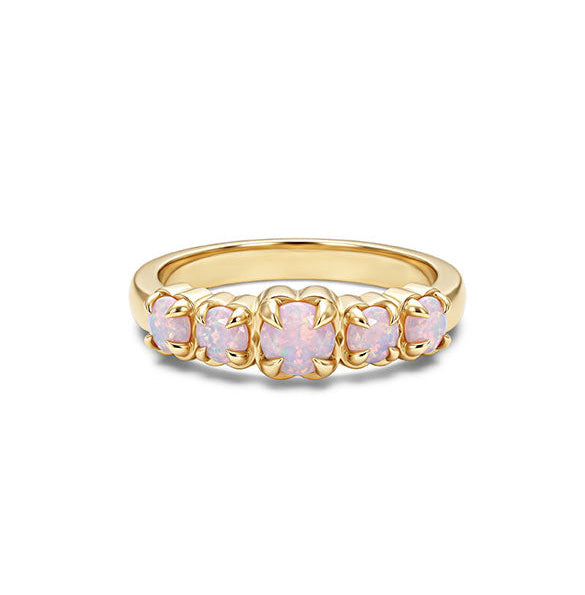 Stolen Gold Plated Halo Cluster Ring  - Pink Bello Opal