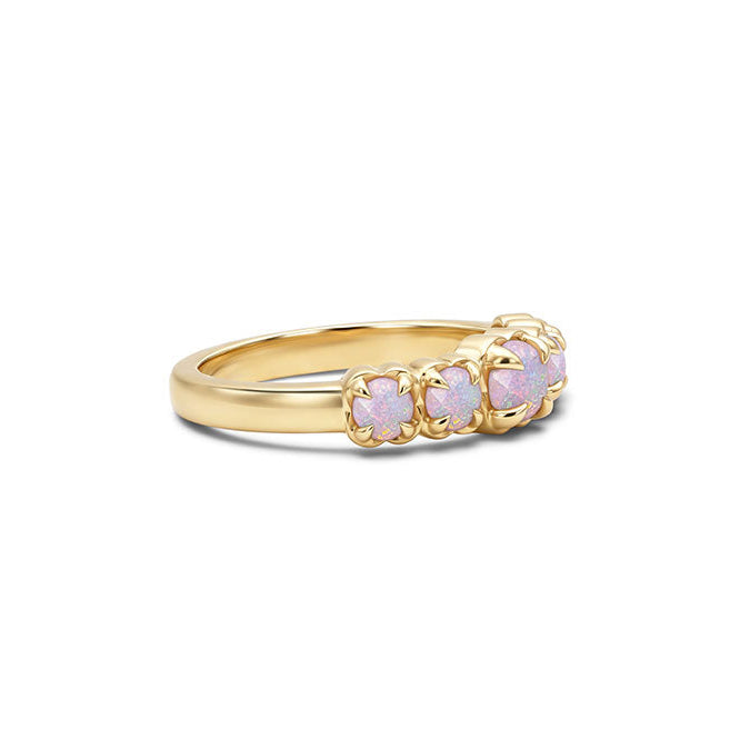 Stolen Gold Plated Halo Cluster Ring  - Pink Bello Opal
