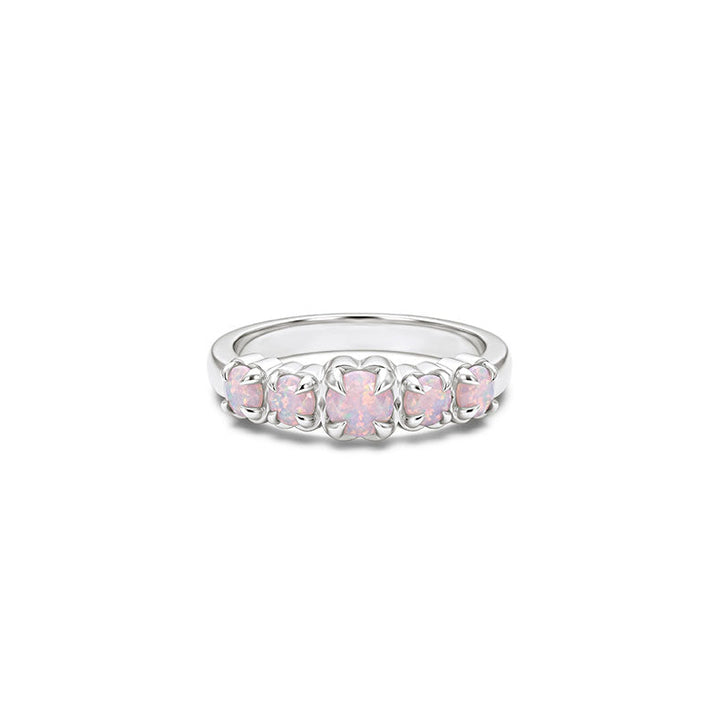 Stolen Silver Halo Cluster Ring  - Pink Bello Opal