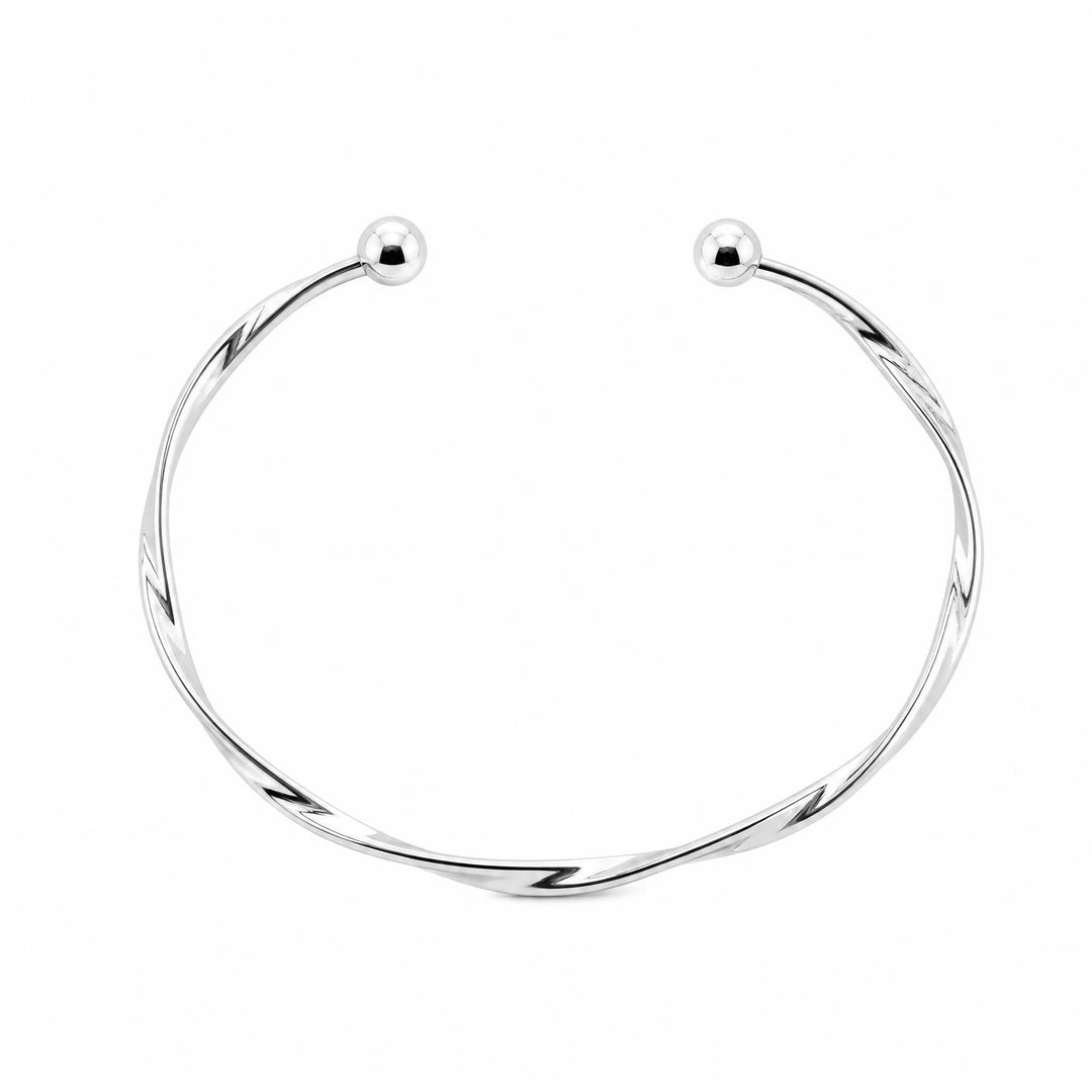 LT Sterling Silver Twisted Open Cuff Bangle