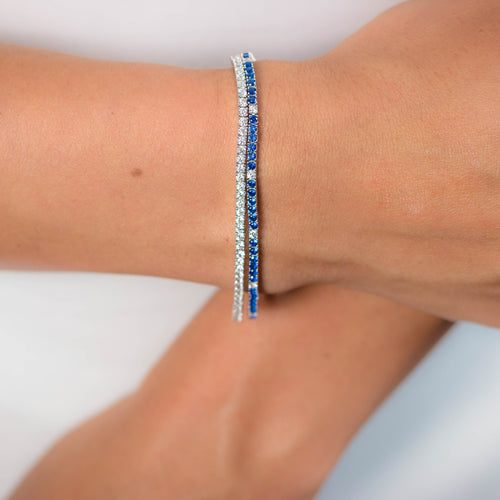 Georgini Milestone Sapphire 2mm Tennis Bracelet In Silver