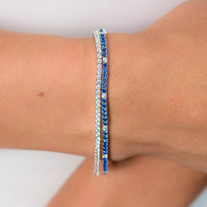 Silver Blue And White Tennis Bracelet