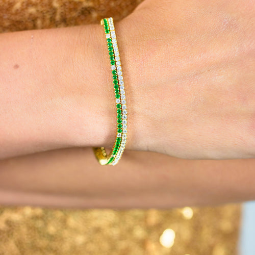 Georgini Milestone Emerald 2mm Tennis Bracelet In Gold