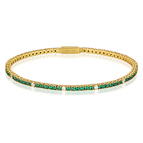 Georgini Milestone Emerald 2mm Tennis Bracelet In Gold