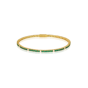 Gold Plated Green And White Tennis Bracelet