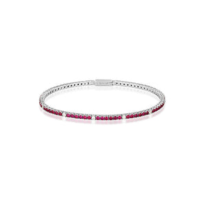 Silver Red And White Tennis Bracelet