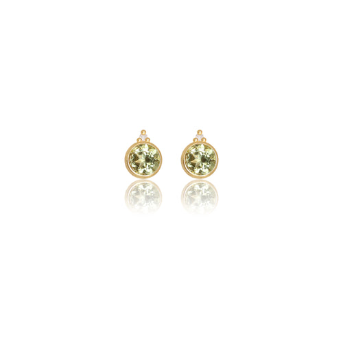 DIAMONDS BY GEORGINI NATURAL PERIDOT &  TWO NATURAL DIAMOND AUGUST EARRINGS GOLD