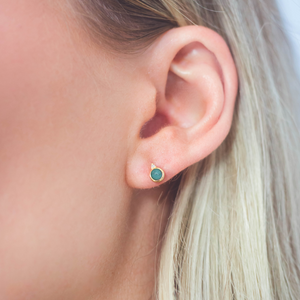 DIAMONDS BY GEORGINI NATURAL TURQUOISE AND TWO NATURAL DIAMOND DECEMBER EARRINGS