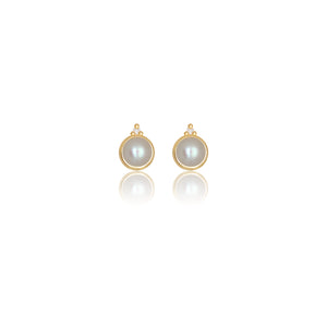 DIAMONDS BY GEORGINI FRESHWATER PEARL AND TWO NATURAL DIAMOND JUNE EARRINGS GOLD