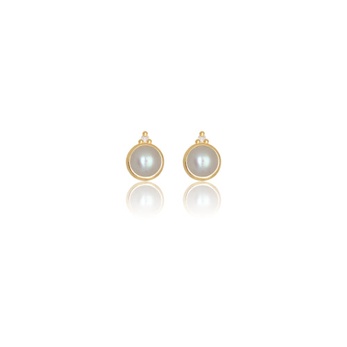 DIAMONDS BY GEORGINI FRESHWATER PEARL AND TWO NATURAL DIAMOND JUNE EARRINGS GOLD