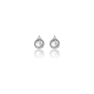 DIAMONDS BY GEORGINI NATURAL TOPAZ AND TWO NATURAL DIAMOND APRIL EARRINGS SILVER